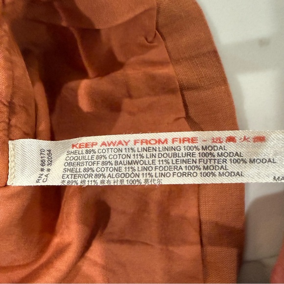 Free People Linen Blend Button Side Mini Skirt Womens XS Burnt Orange ZipperBack - Picture 6 of 6